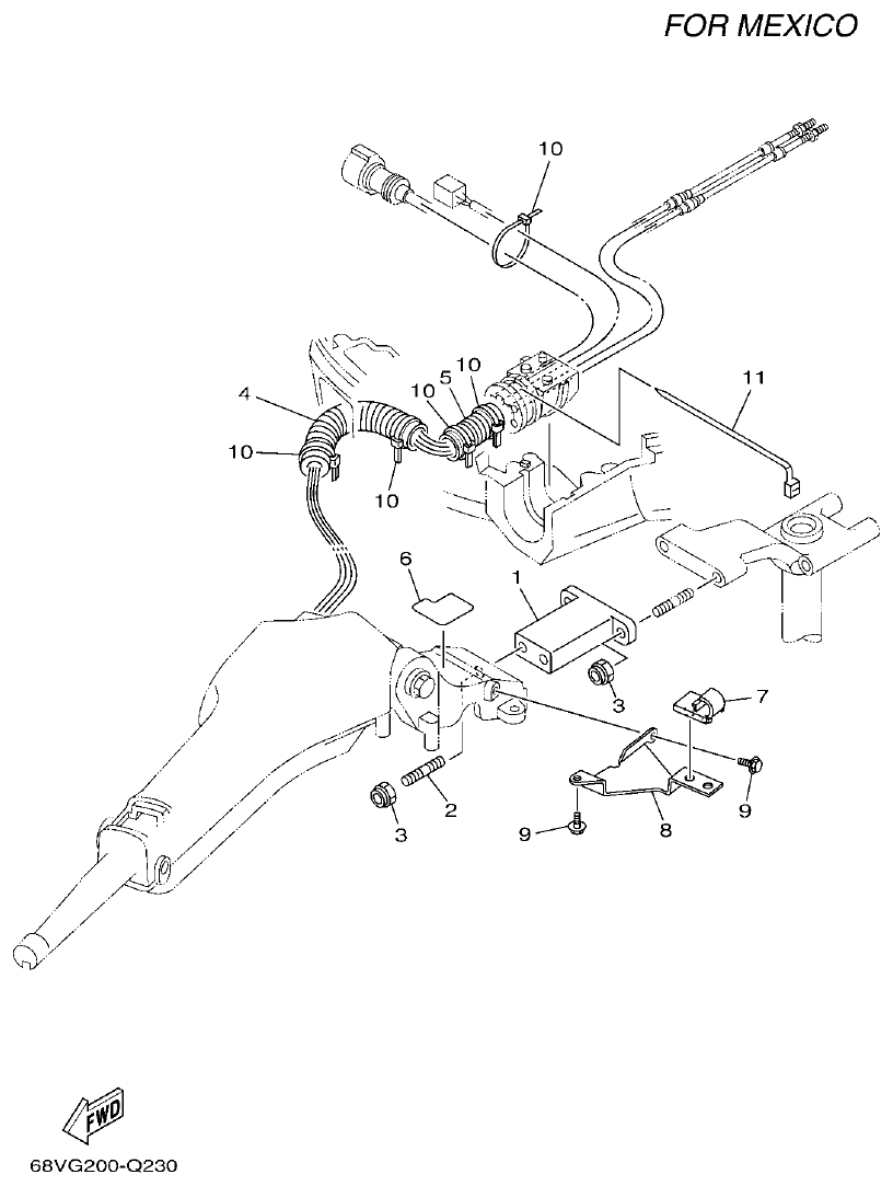 Yamaha F115A, FL115A, FL115AET STEERING 3 parts diagram